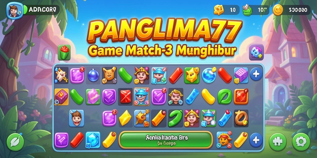 Tampilan gameplay menarik dari PANGLIMA77 dengan elemen Match-3.