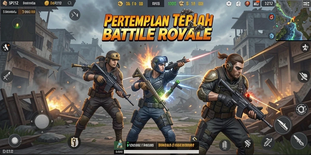 Tangkapan layar SP212 menampilkan pemain dalam pertempuran sengit di arena Battle Royale.
